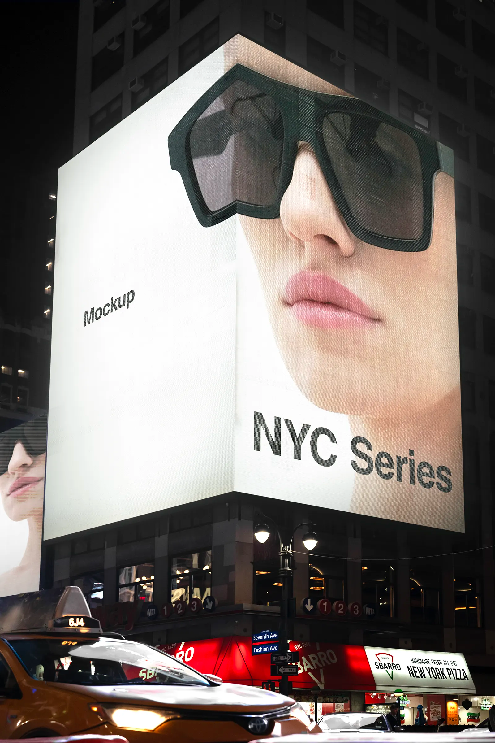 Times Square Billboard mockup in New York, United States. PSD Mockup Photoshop Mockup design night 1