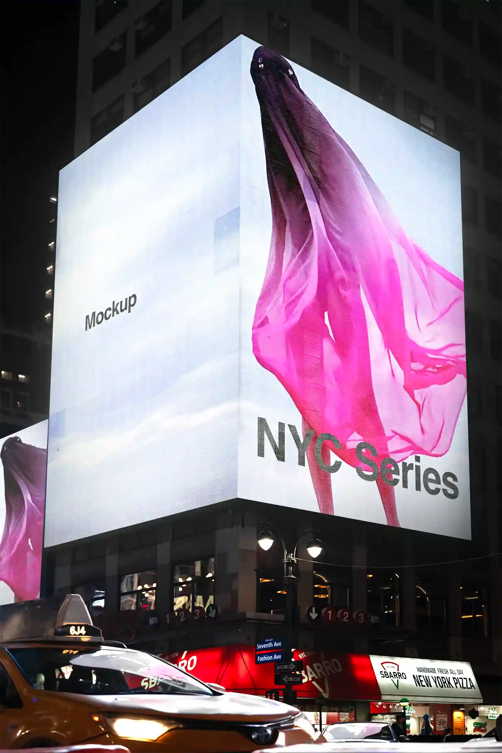 Times Square Billboard mockup in New York, United States. PSD Mockup Photoshop Mockup design night 2