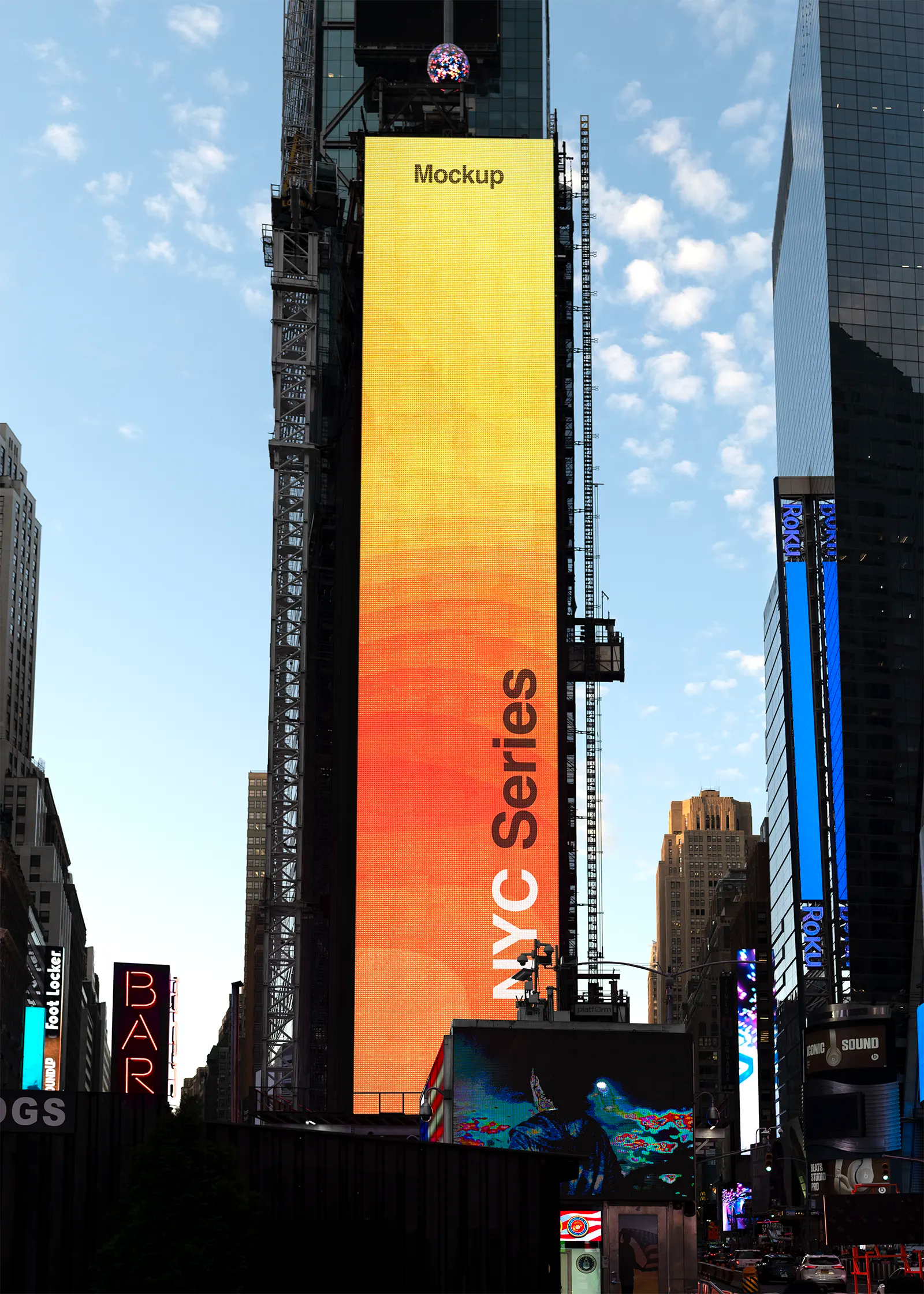 Billboard mockup on Times Square, Manhattan, New York