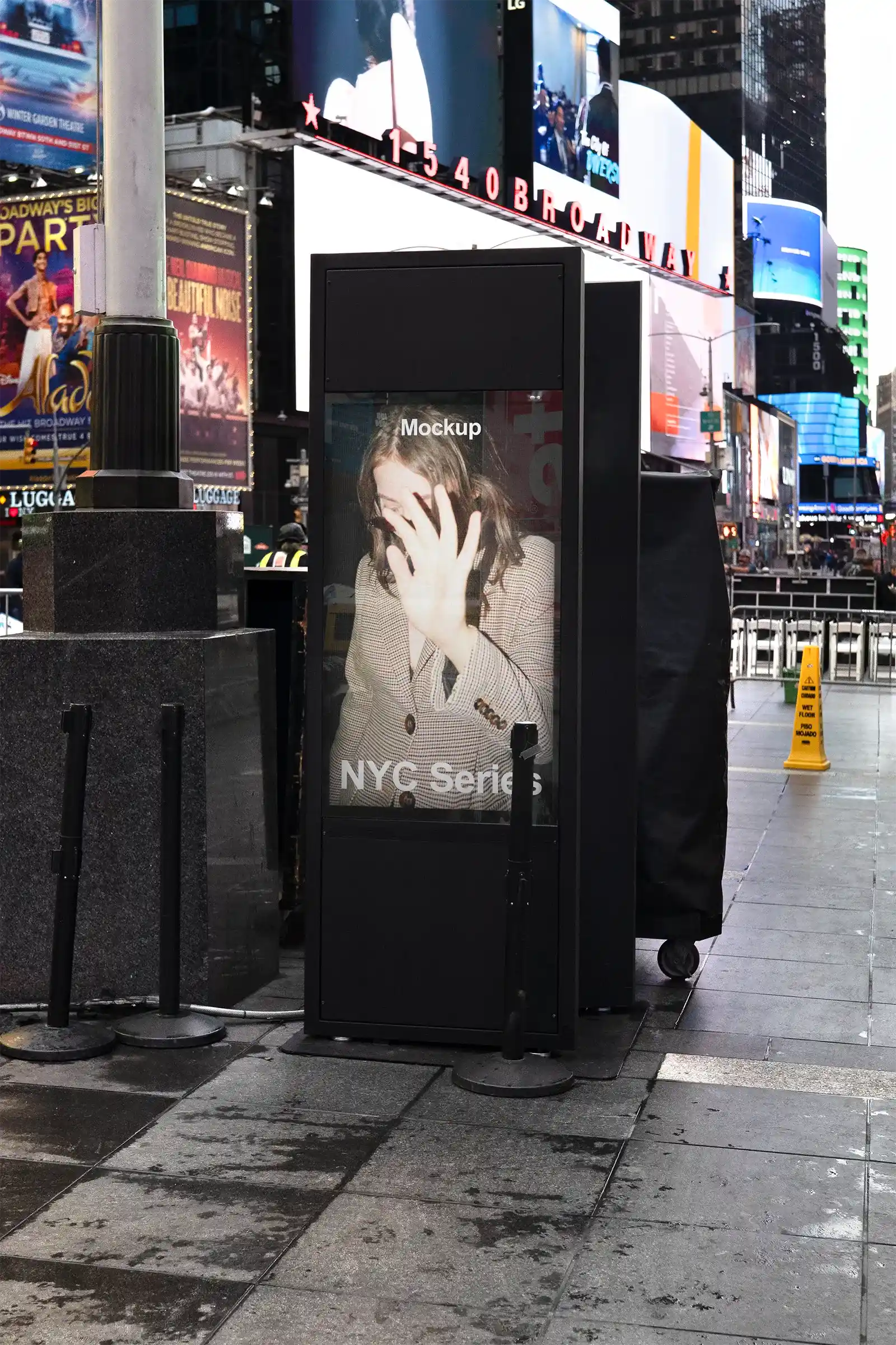 Billboard mockup on Times square subway in New York, United States. 