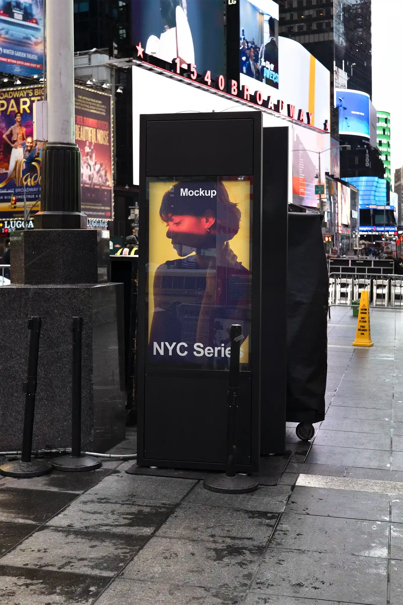 Billboard mockup on Times square subway in New York, United States. 