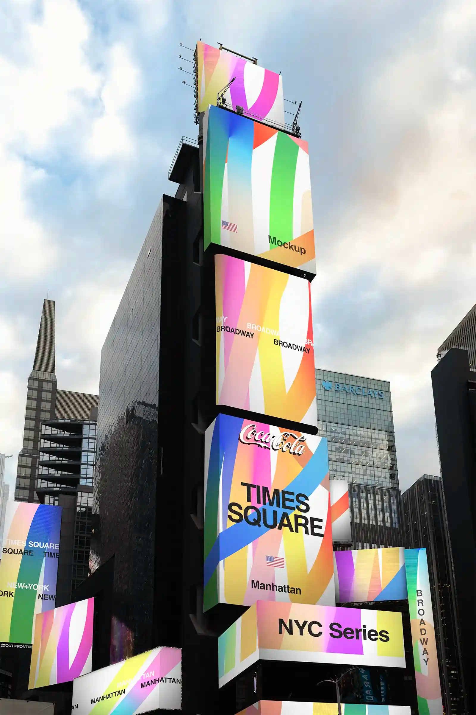 Billboard mockup on Times square subway in New York, United States. Digital screens PSD Mockup for Photoshop to showcase your design 3