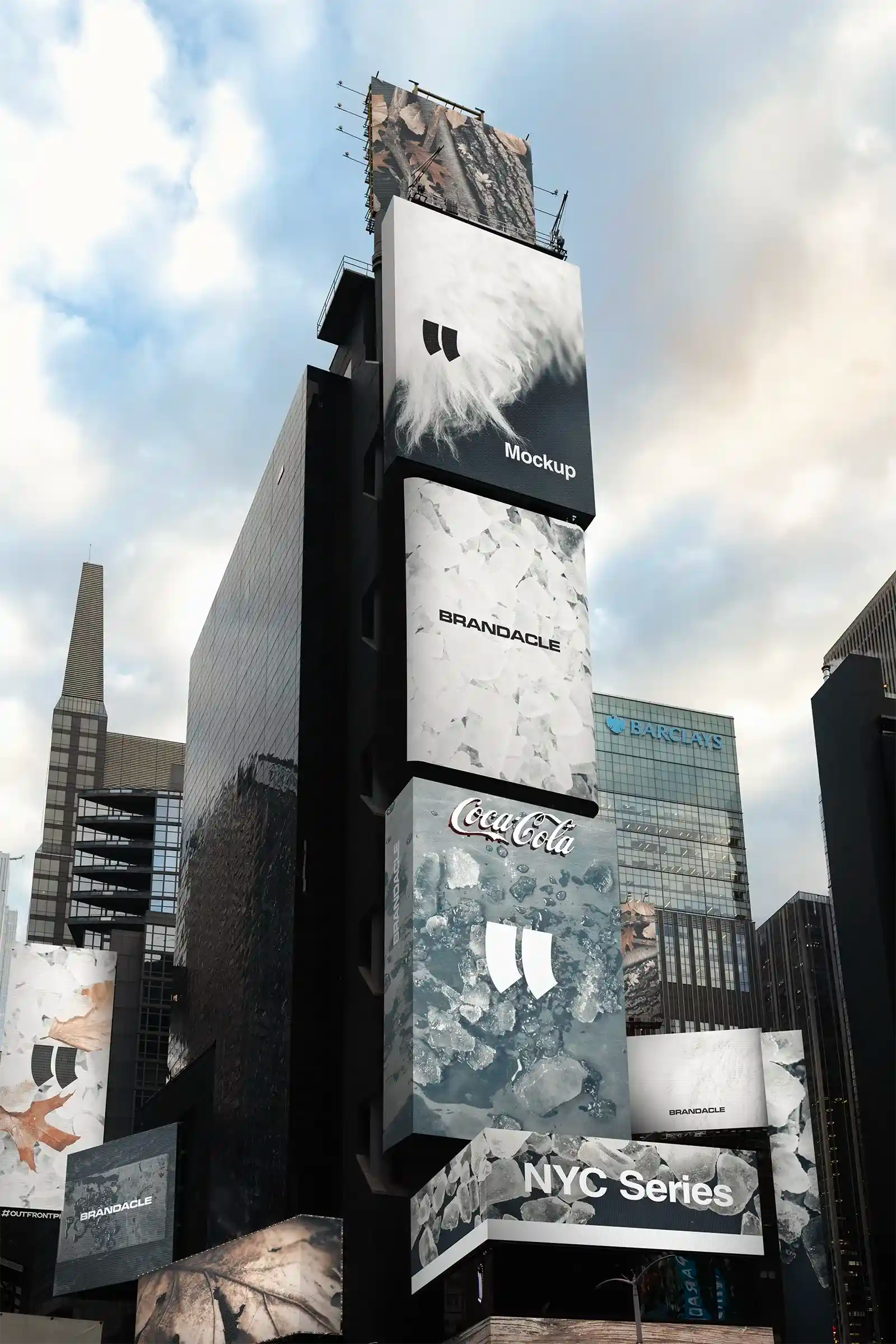 Billboard mockup on Times square subway in New York, United States. Digital screens PSD Mockup for Photoshop to showcase your design 4