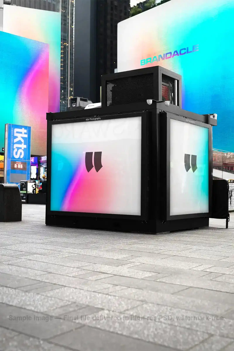 Billboard mockup on Times square subway in New York, United States. Digital screens PSD Mockup for Photoshop to showcase your design