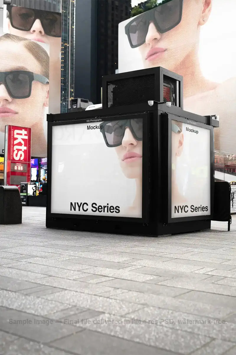 Billboard mockup on Times square subway in New York, United States. Digital screens PSD Mockup for Photoshop to showcase your design