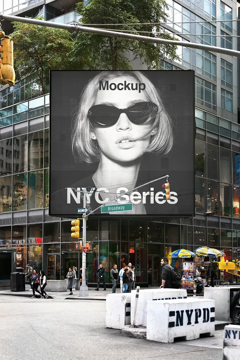 Billboard mockup on Times square in New York. © BRANDACLE MOCKUPS 2026. All rights reserved.
