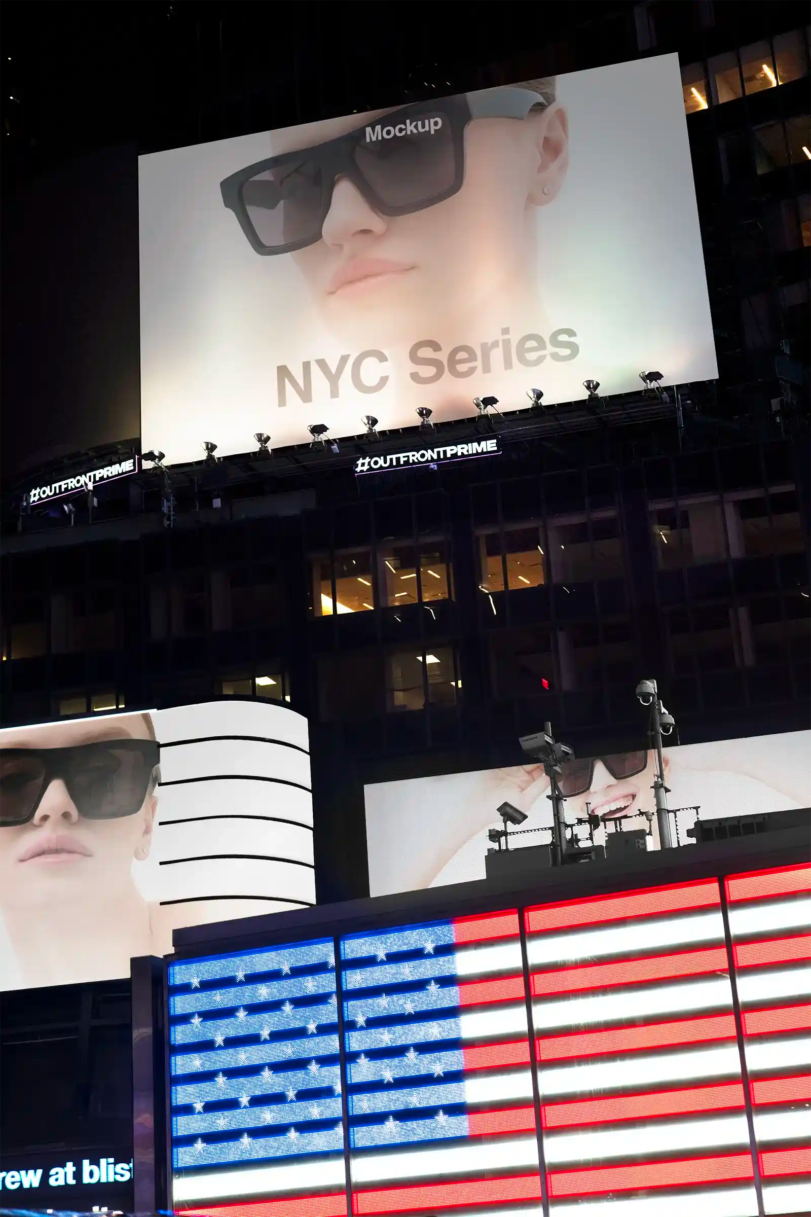 Billboard mockup on Times square in New York, United States. PSD Mockup on Photoshop for your design 