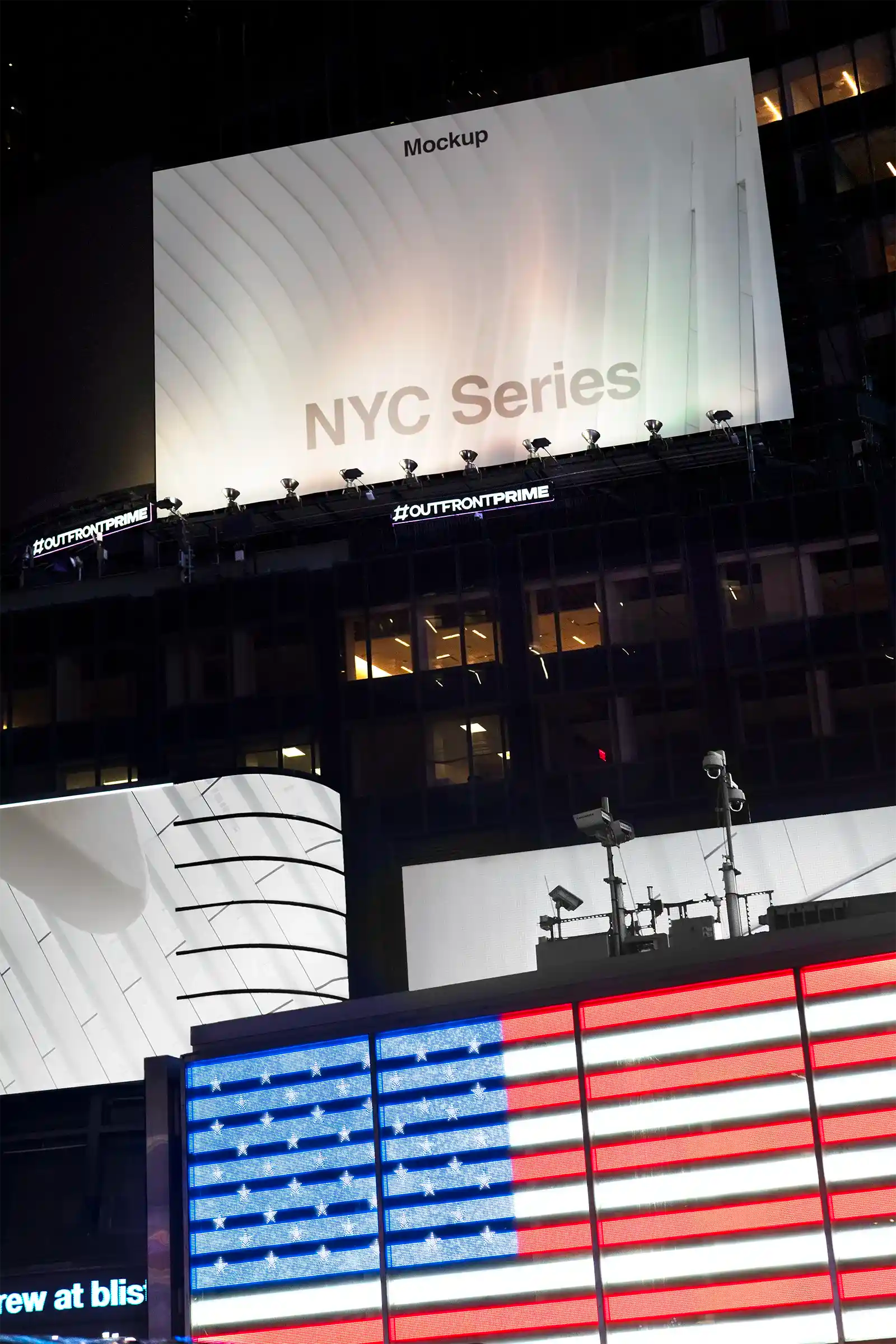 Billboard mockup on Times square in New York, United States. PSD Mockup on Photoshop for your design 