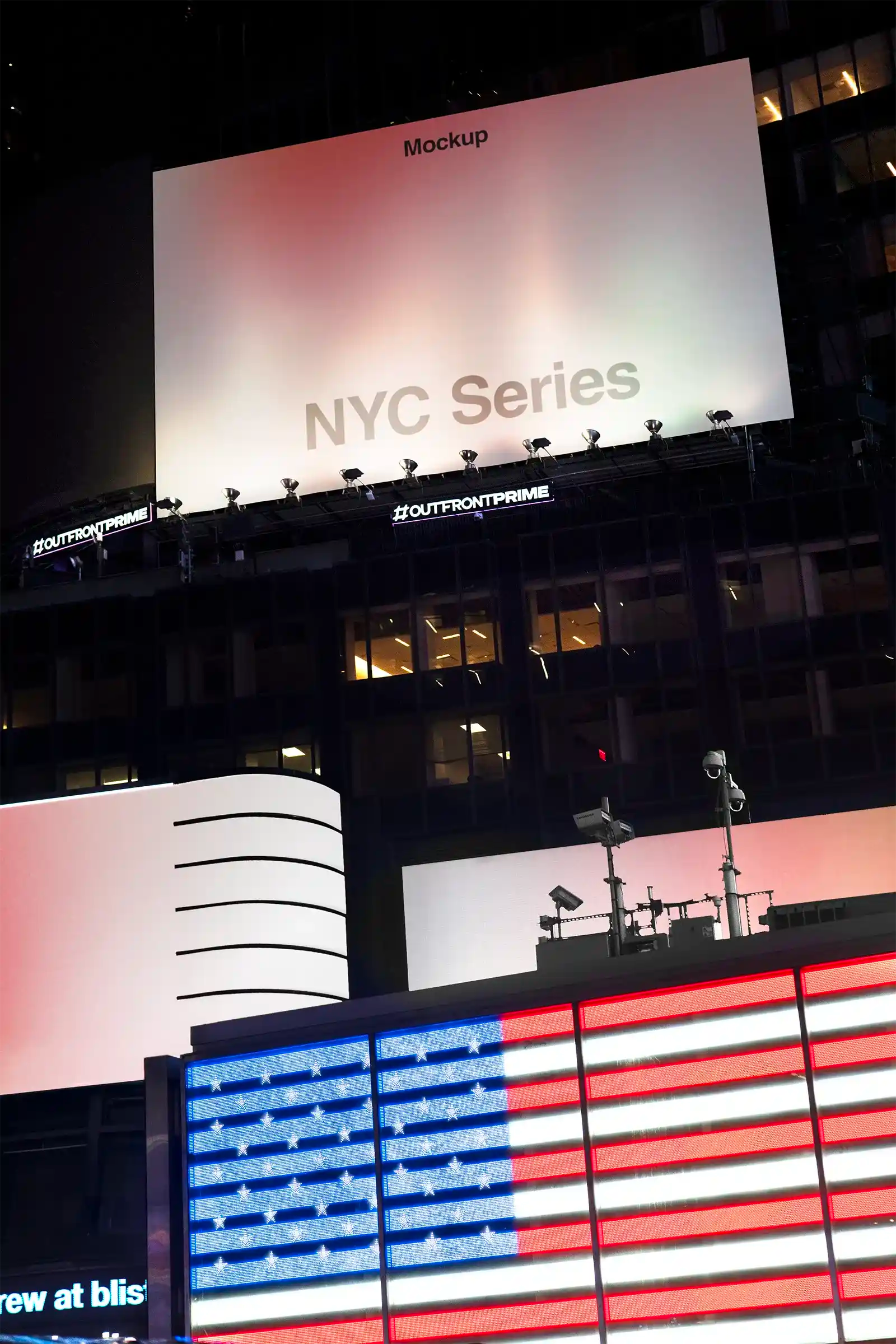 Billboard mockup on Times square in New York, United States. PSD Mockup on Photoshop for your design 