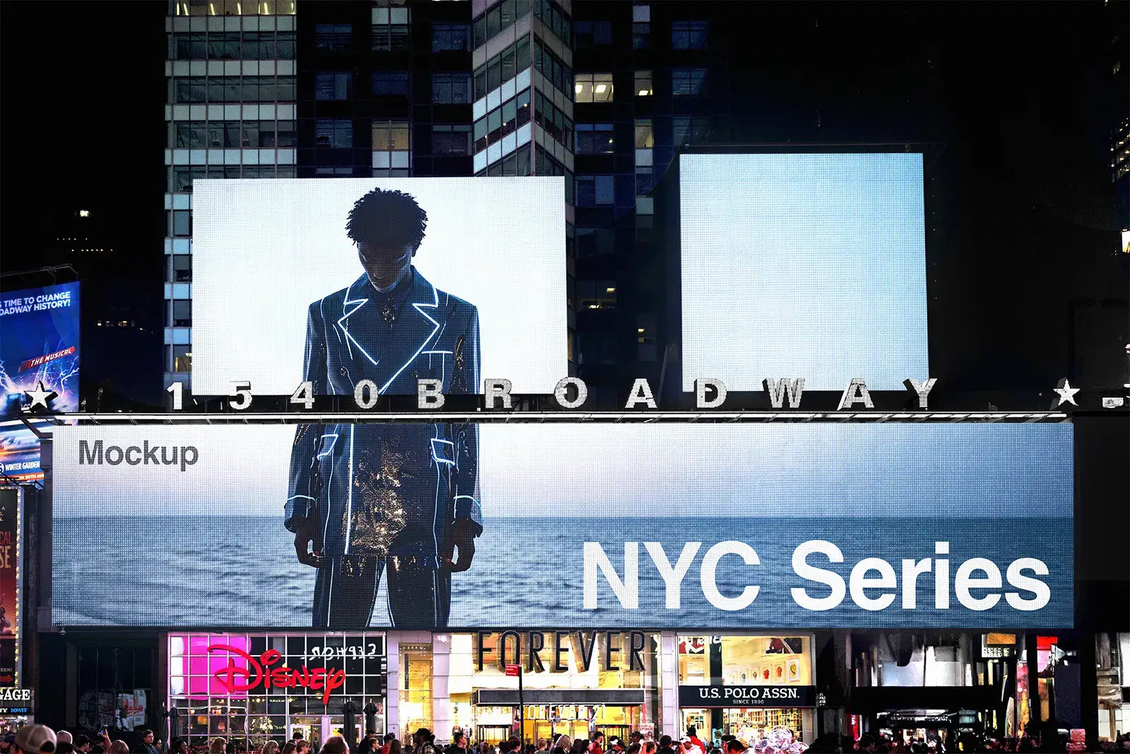 Giant Billboard mockup on Times square and Broadway in New York