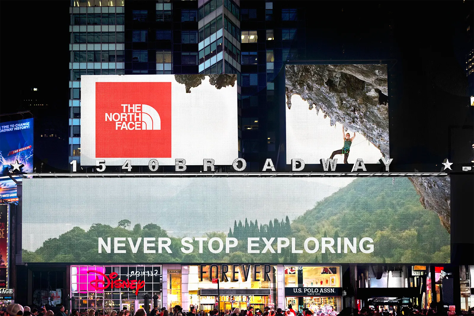 Giant Billboard mockup on Times square and Broadway in New York