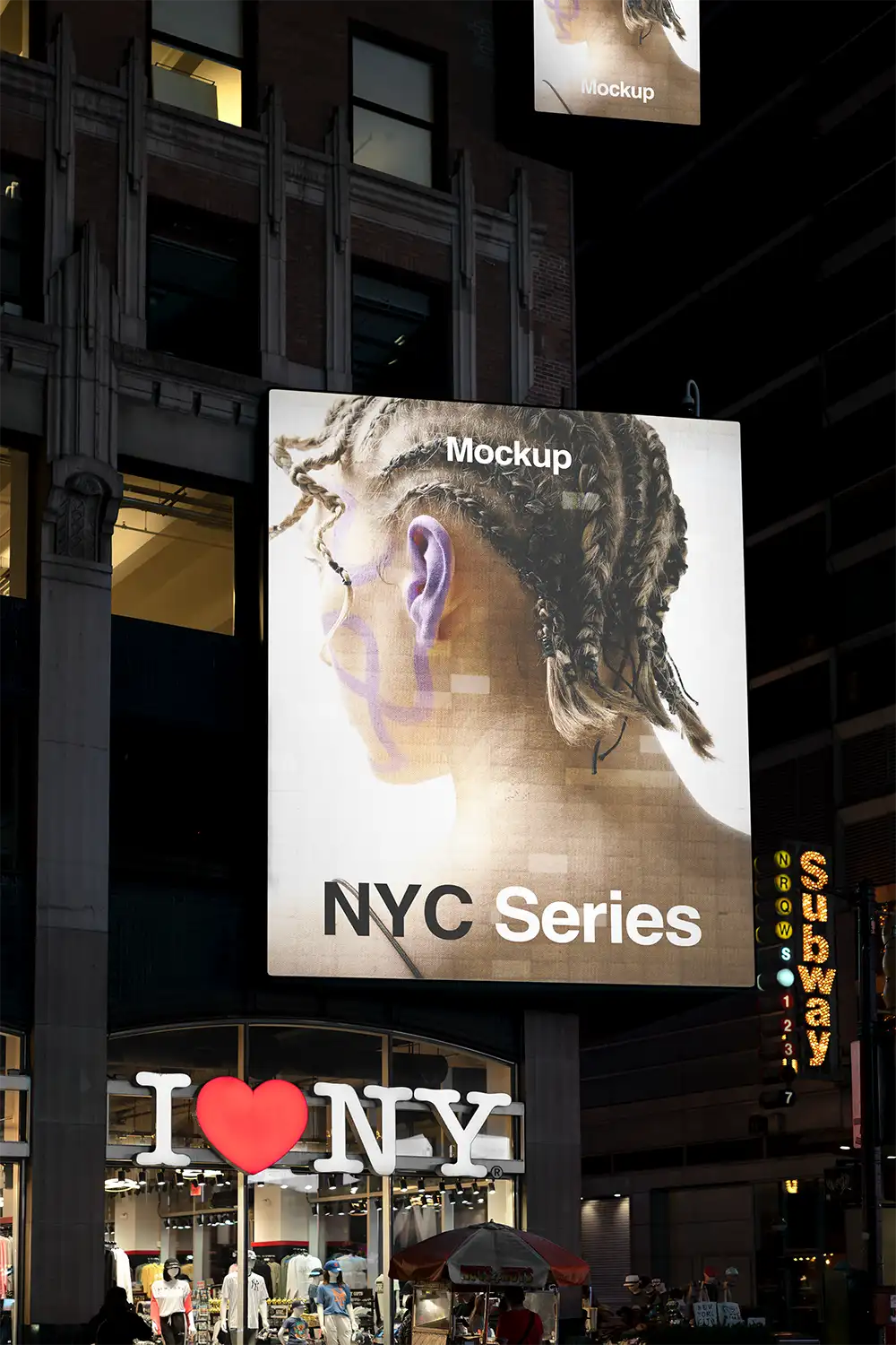 Billboard mockup on Times Square and Broadway in New York