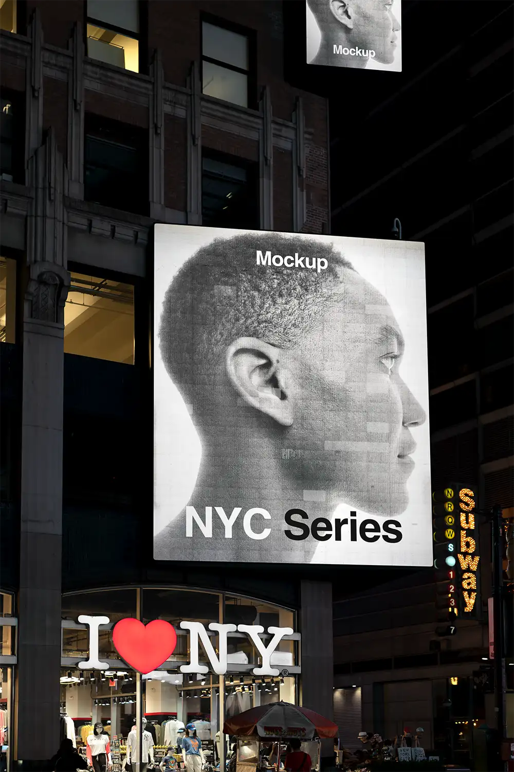 Billboard mockup on Times Square and Broadway in New York