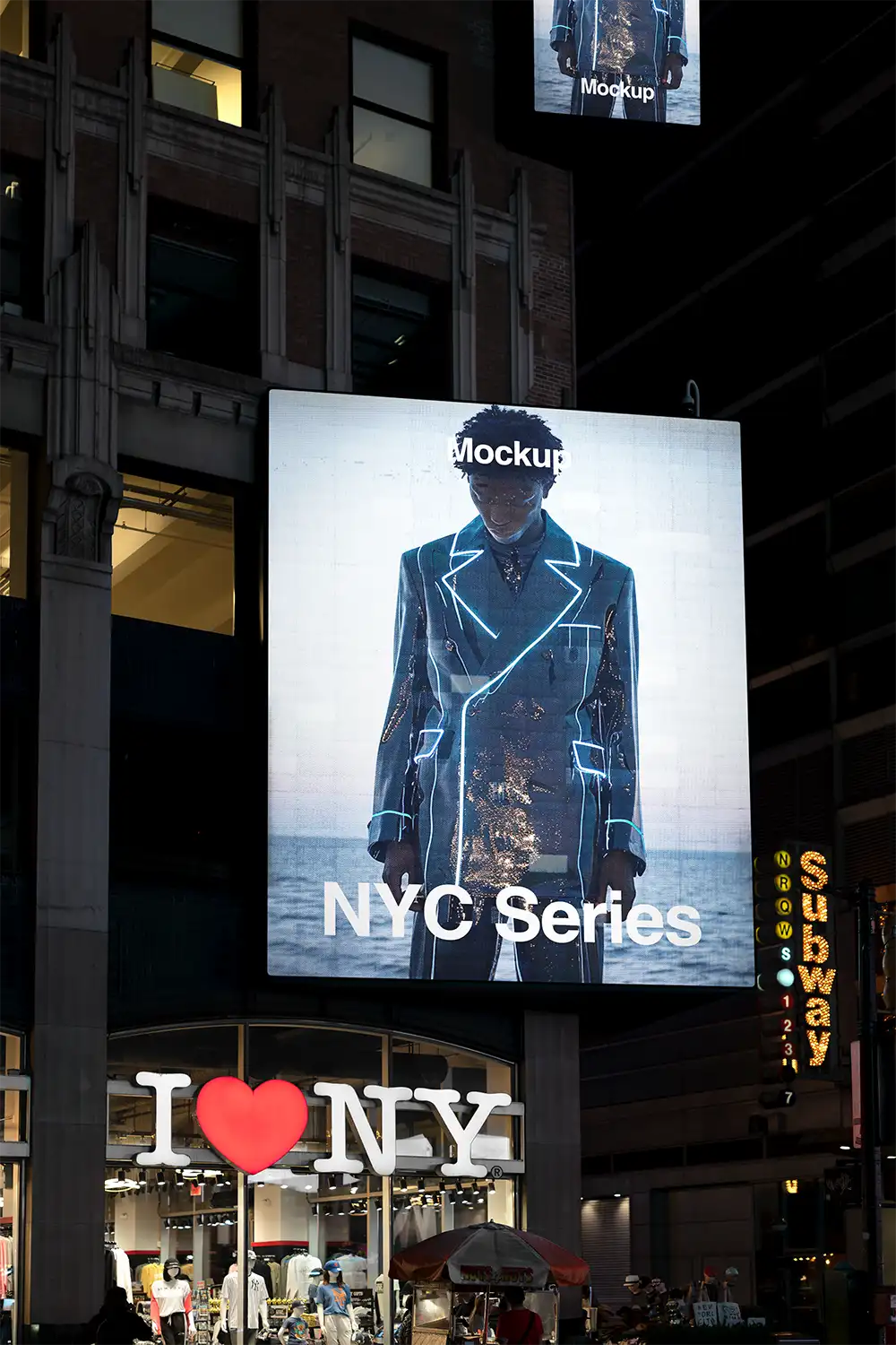 Billboard mockup on Times Square and Broadway in New York