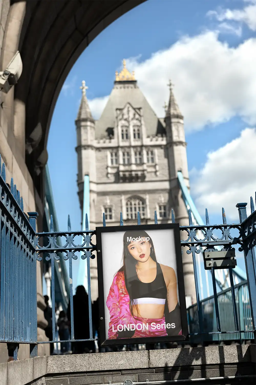 Poster mockup on the Tower Bridge in London