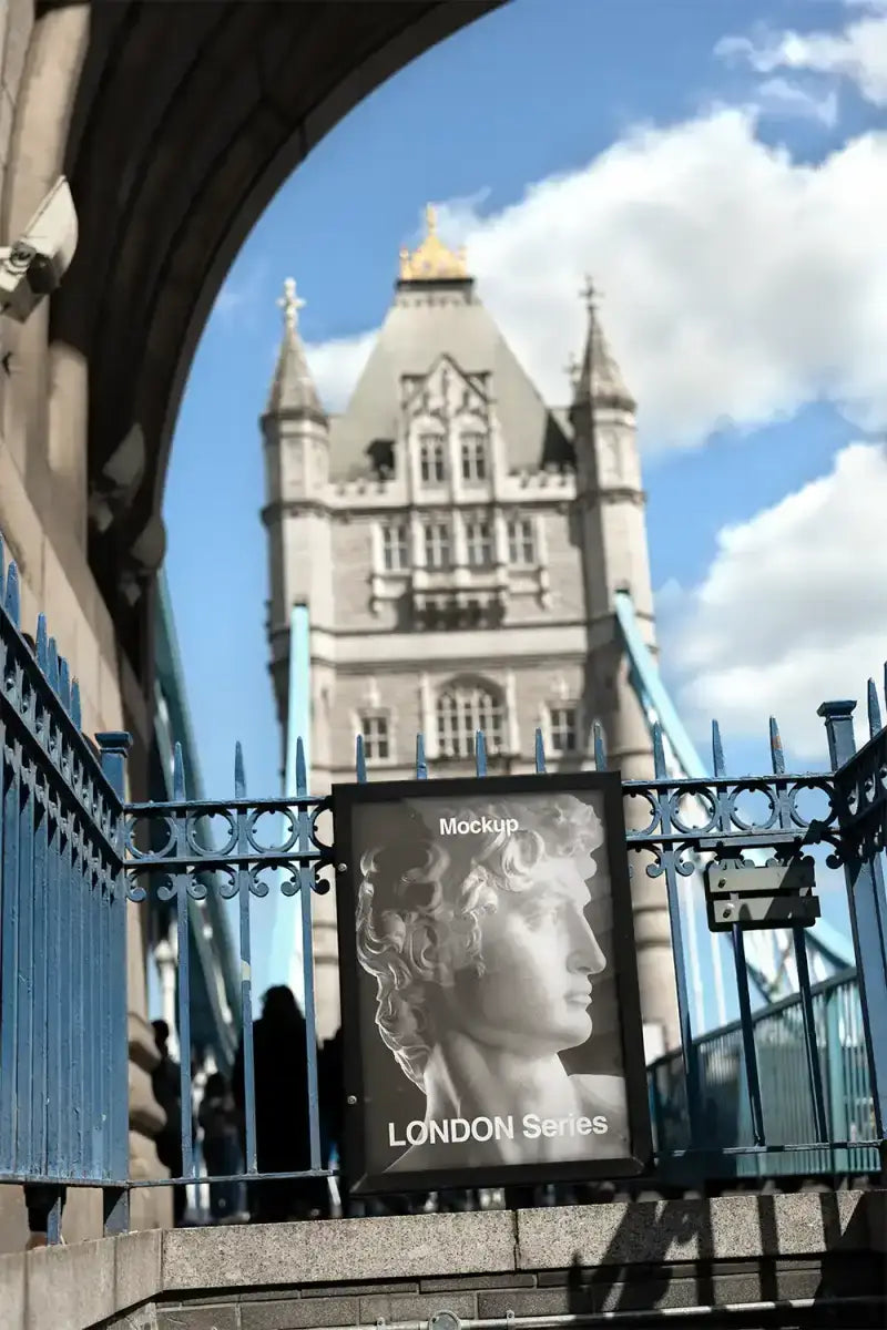 Poster mockup on the Tower Bridge in London