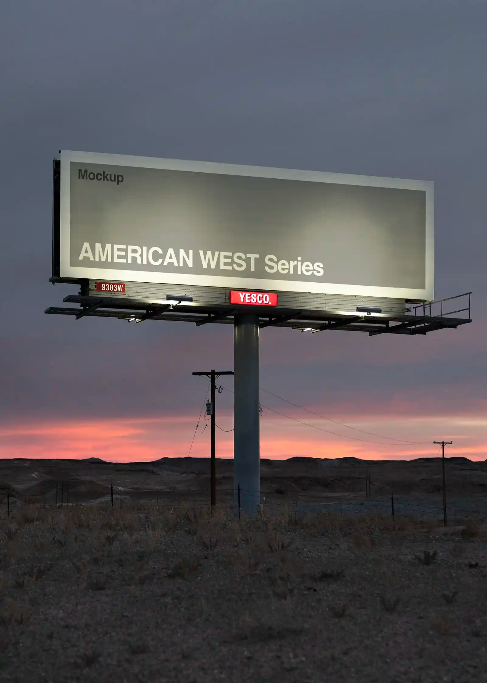 Billboard mockup in Utah, United States. Poster, Banner. PSD Mockup Photoshop