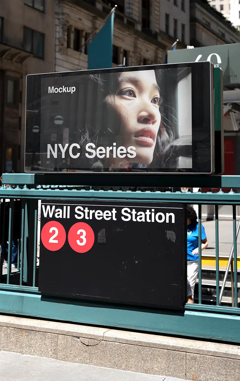 Billboard mockup in Wall Street in New York