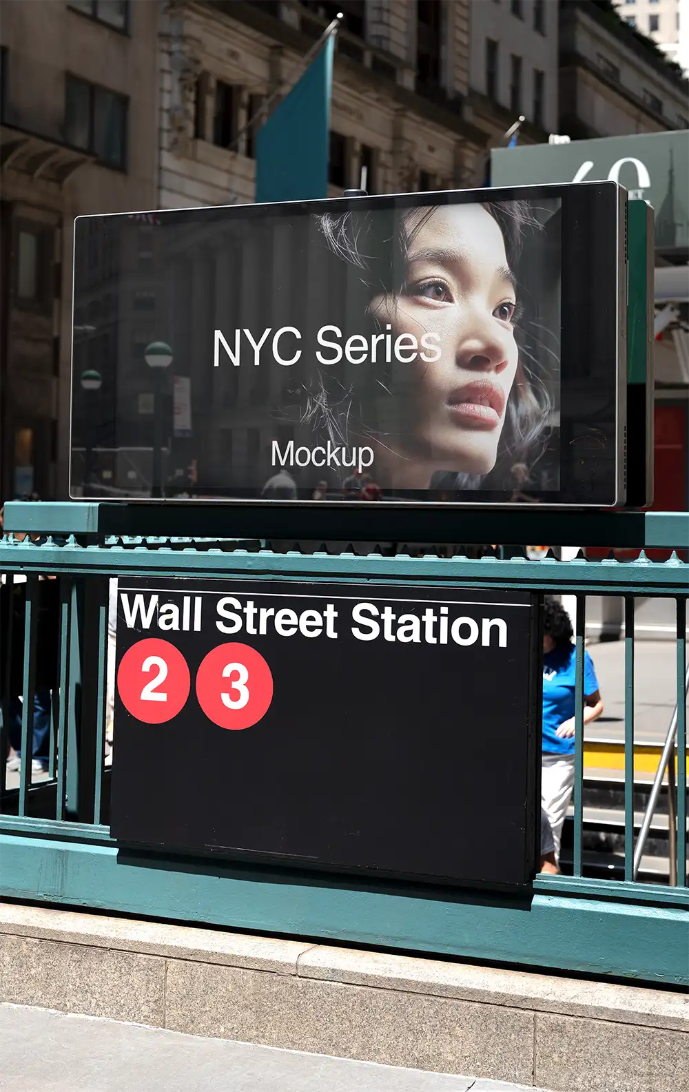 Billboard mockup in Wall Street in New York
