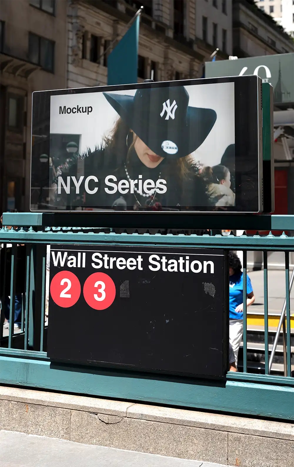 Billboard mockup in Wall Street in New York