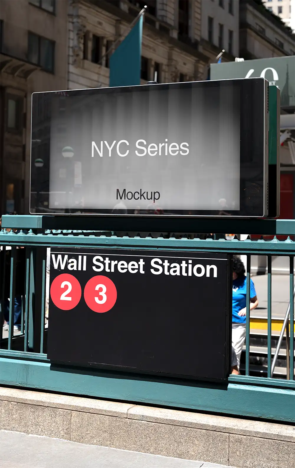 Billboard mockup in Wall Street in New York