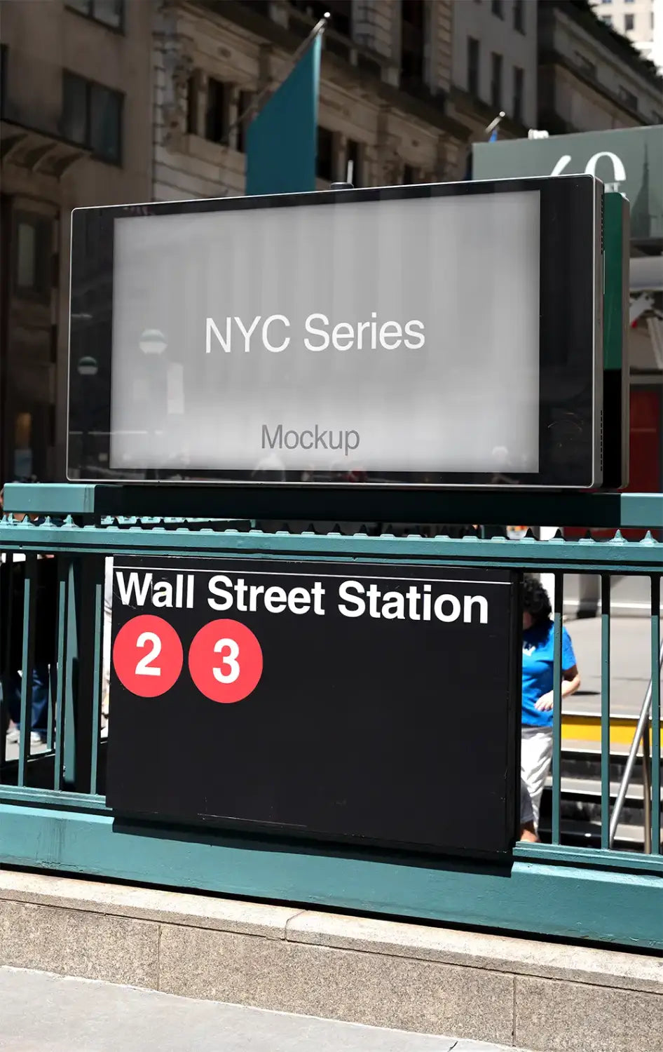 Billboard mockup in Wall Street in New York