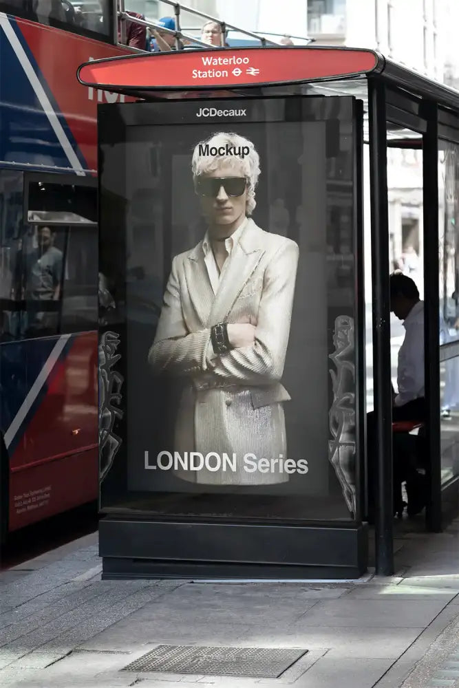 Poster mockup at Waterloo Station in London