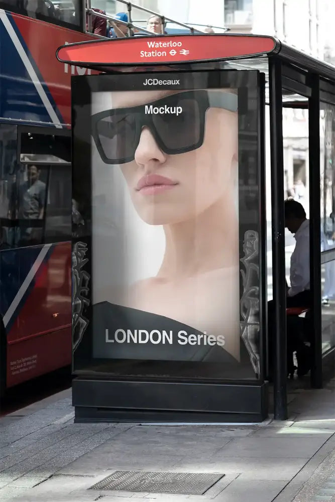Poster mockup at Waterloo Station in London