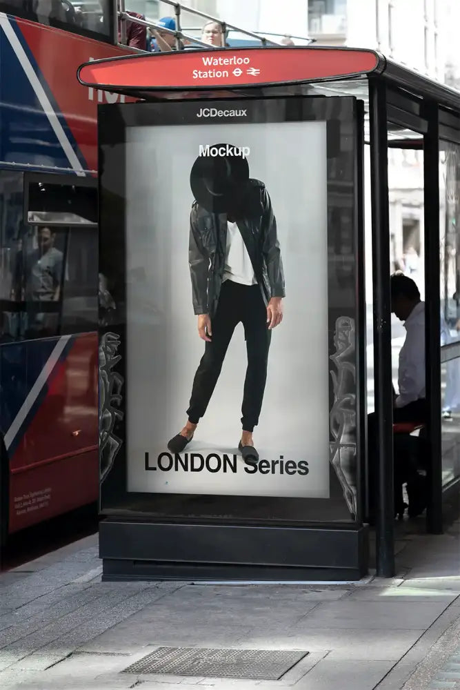 Poster mockup at Waterloo Station in London