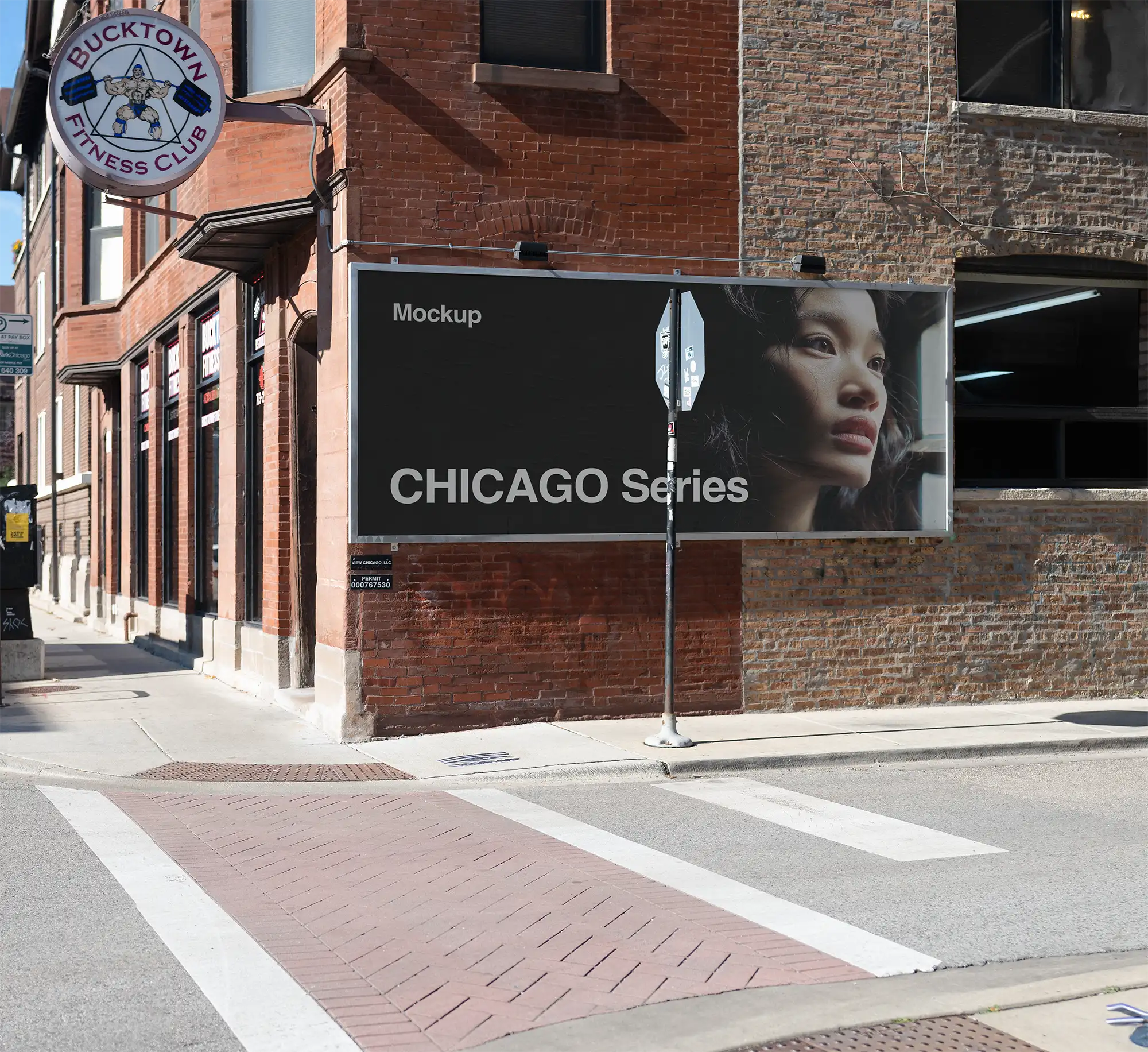 Billboard poster mockup in Chicago. © BRANDACLE MOCKUPS 2026. 
