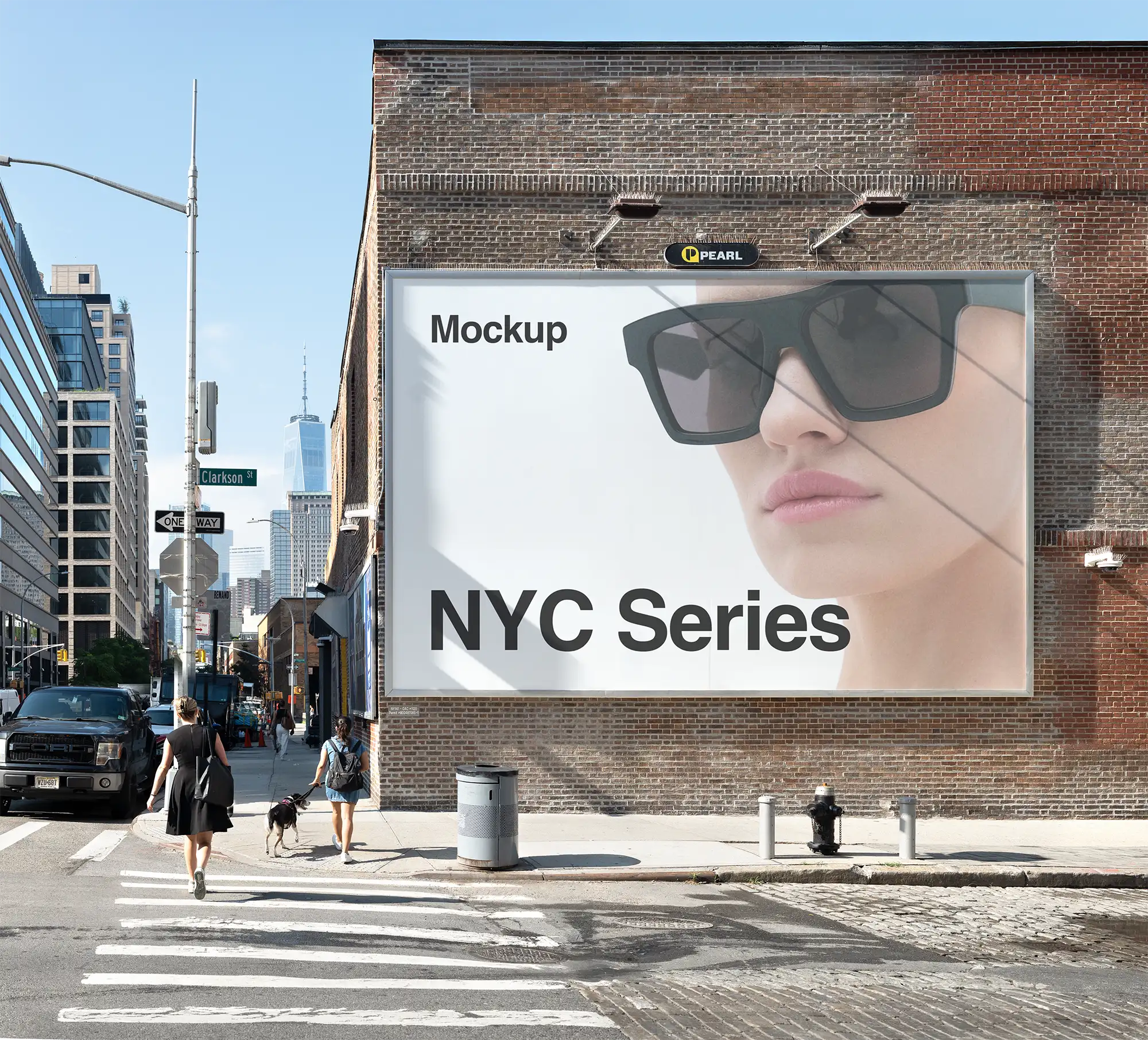 Billboard mockup in New York against the backdrop of the World Trade Center. © BRANDACLE MOCKUPS 2026. 