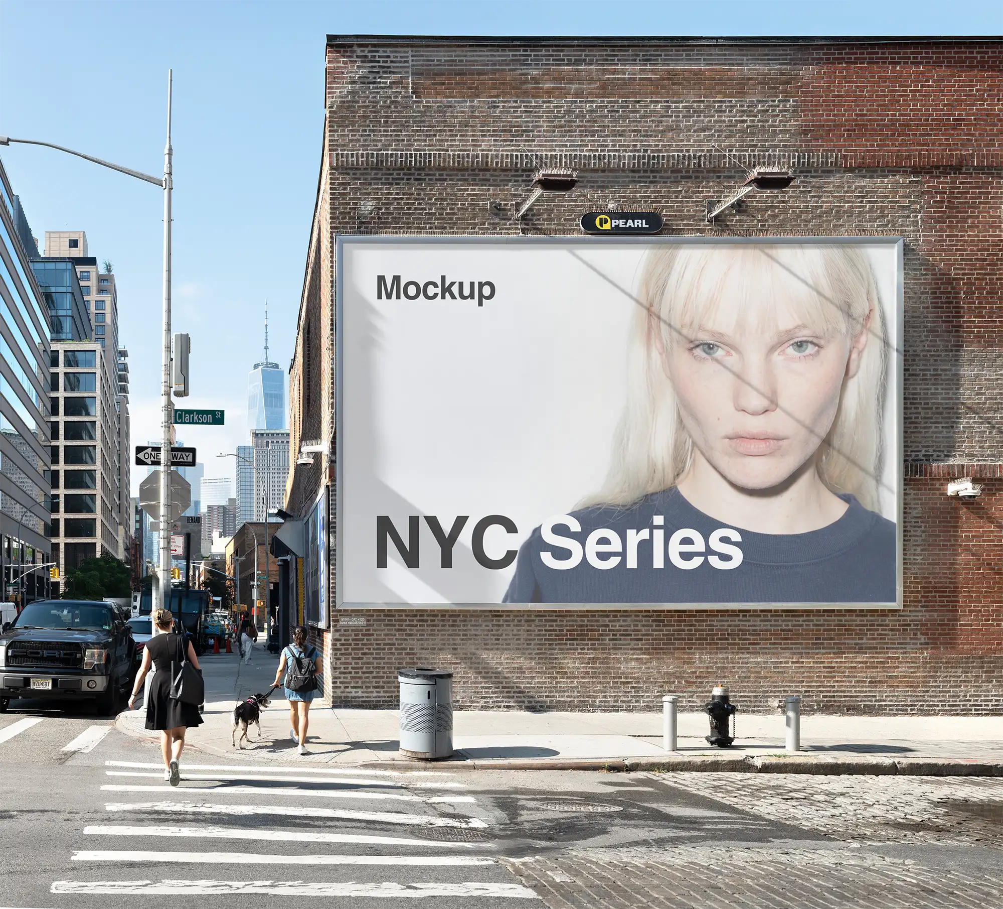 Billboard mockup in New York against the backdrop of the World Trade Center. © BRANDACLE MOCKUPS 2026. 