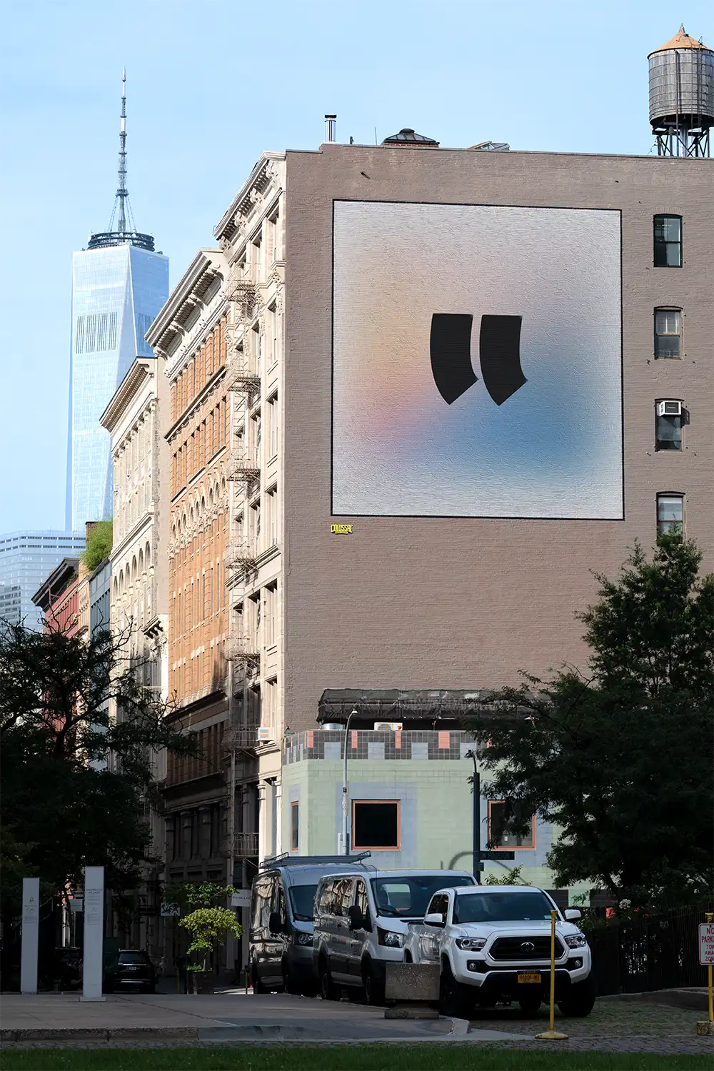 Billboard mockup in New York against the backdrop of the One World Trade Center