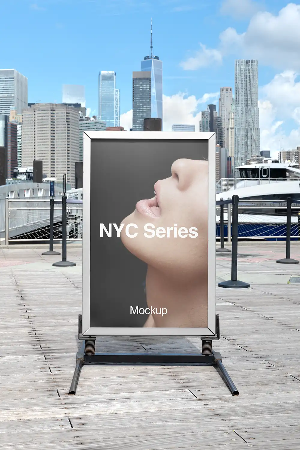 Poster mockup in New York shot from Brooklyn.  © BRANDACLE MOCKUPS 2026. All rights reserved.