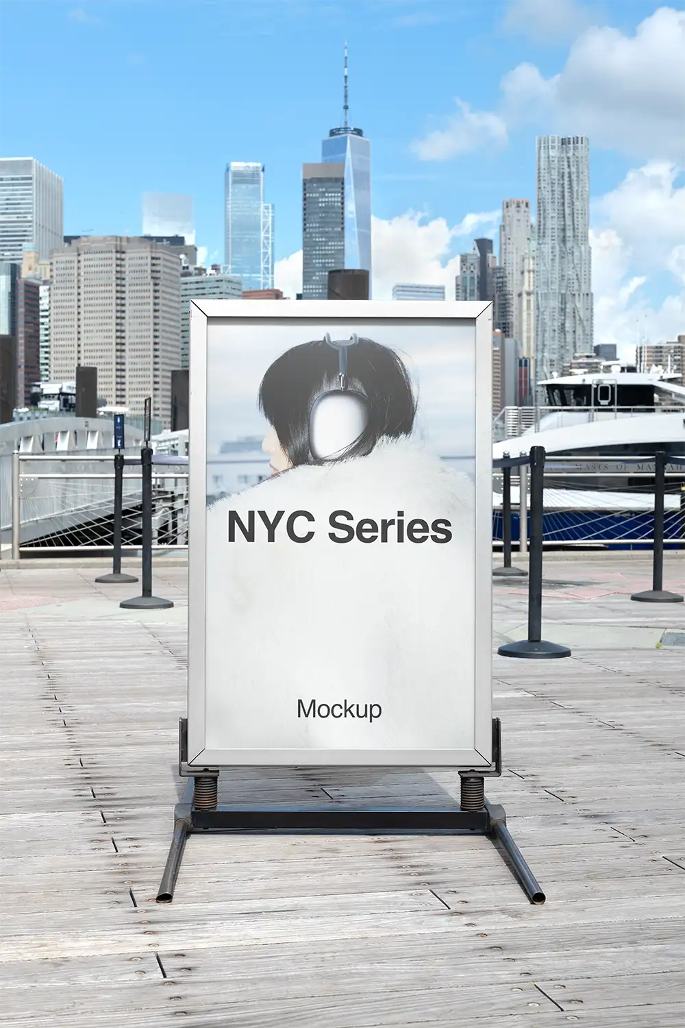 Poster mockup in New York shot from Brooklyn