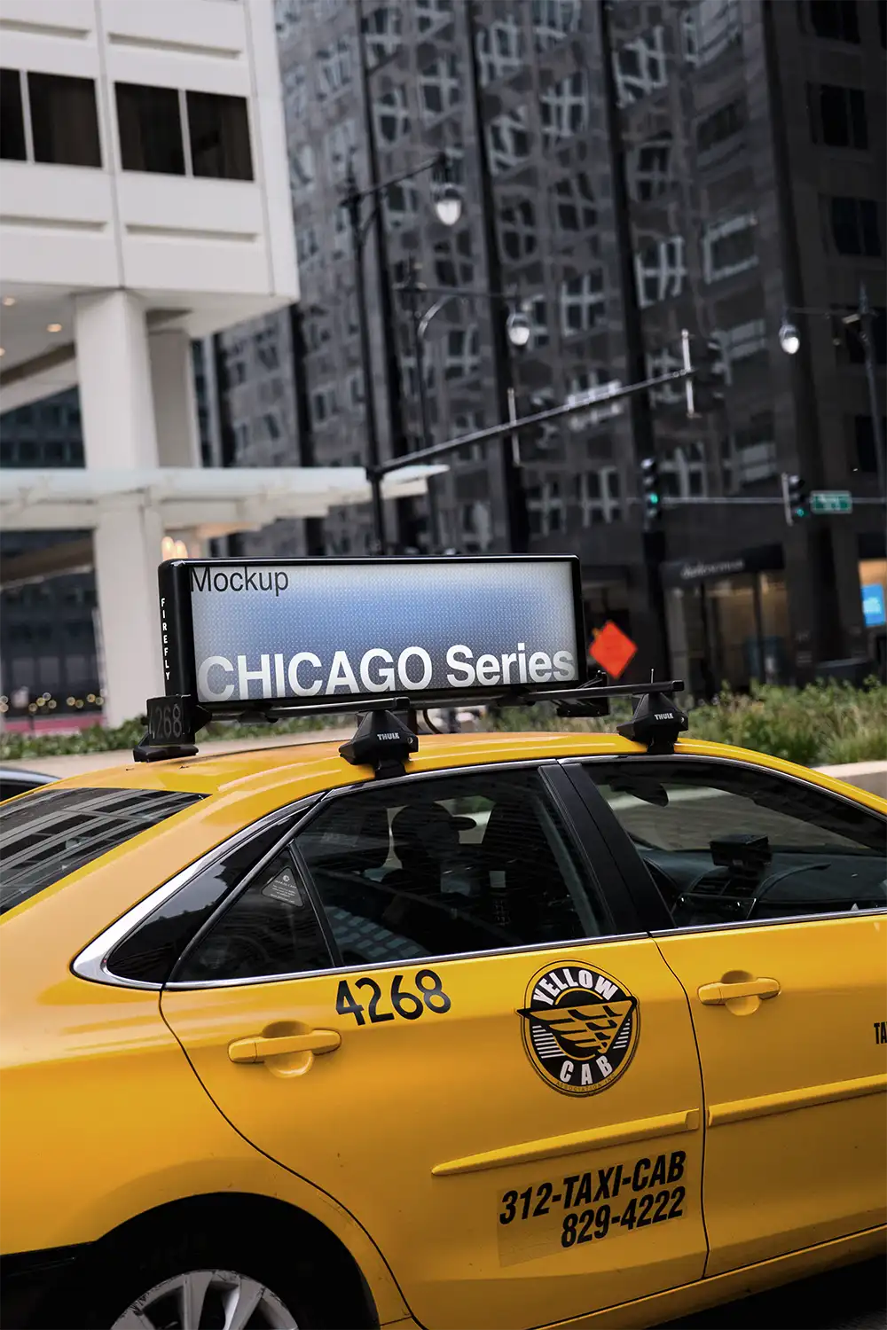 Taxi billboard mockup in Chicago